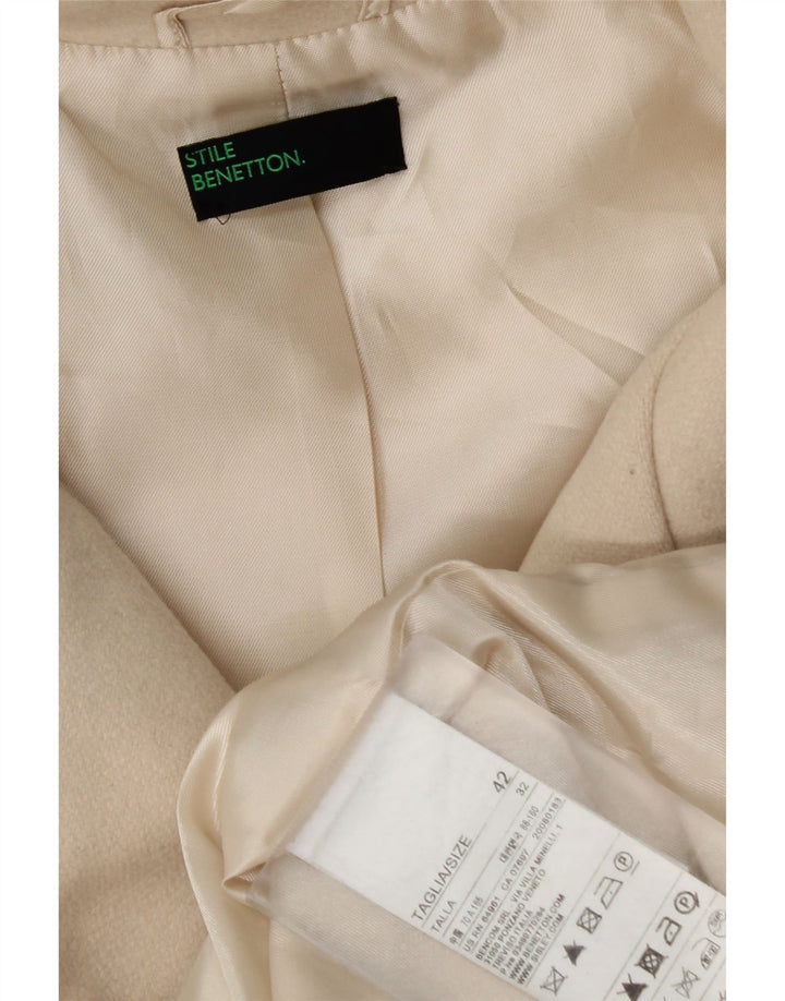 Benetton Womens Overcoat IT 42 Medium White Wool