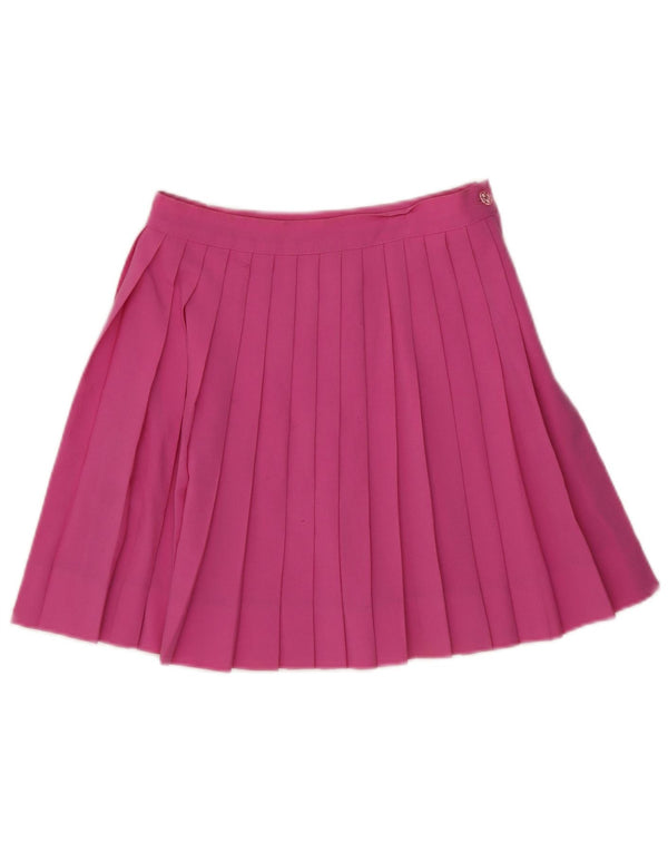 Stefanel Womens Mini Knife Pleated Skirt IT 42 Medium W25 Pink Wool
