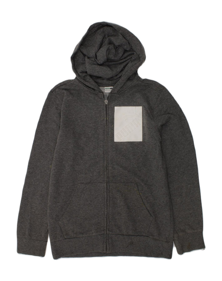 PUMA Boys Graphic Zip Hoodie Sweater 10-11 Years Medium Grey Cotton | Vintage Puma | Thrift | Second-Hand Puma | Used Clothing | Messina Hembry 