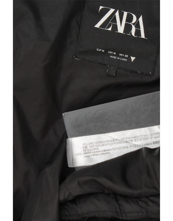 Zara Womens Hooded Padded Gilet UK 14 Medium Black Polyester