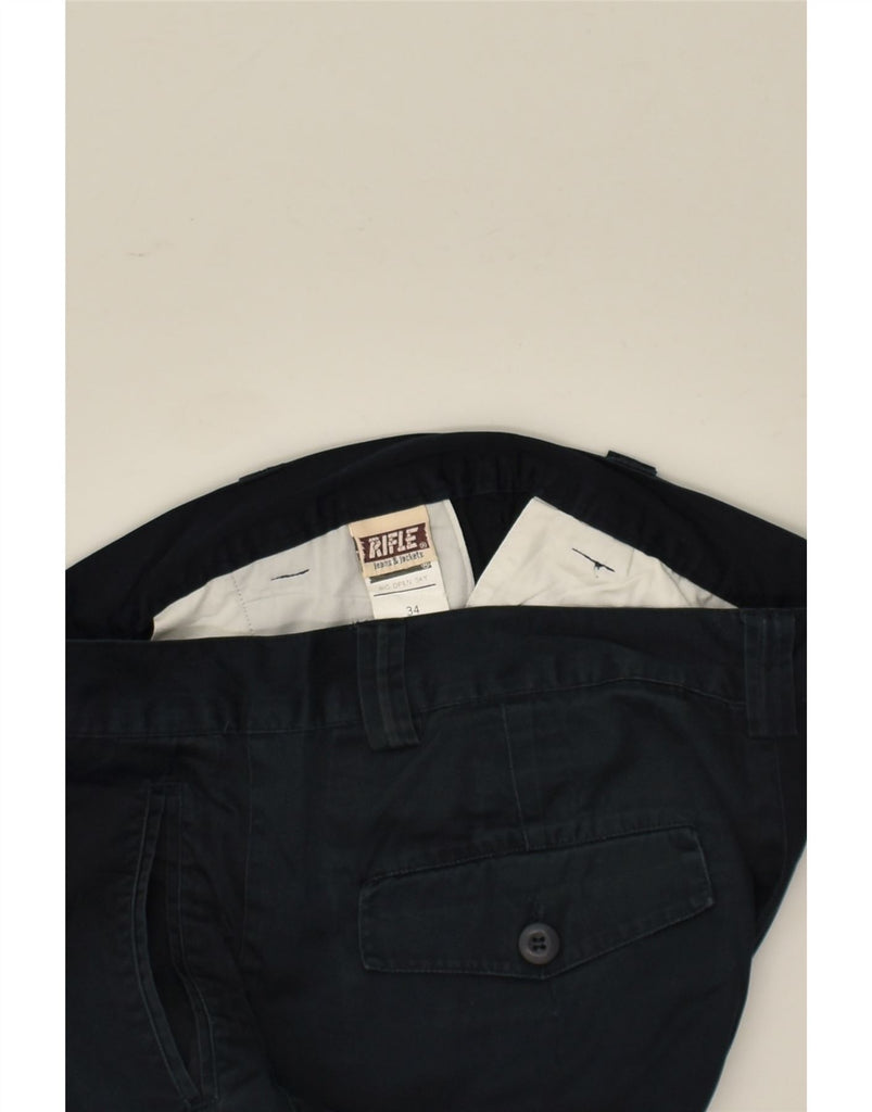 RIFLE Mens Straight Cargo Trousers W34 L31  Navy Blue Cotton | Vintage Rifle | Thrift | Second-Hand Rifle | Used Clothing | Messina Hembry 