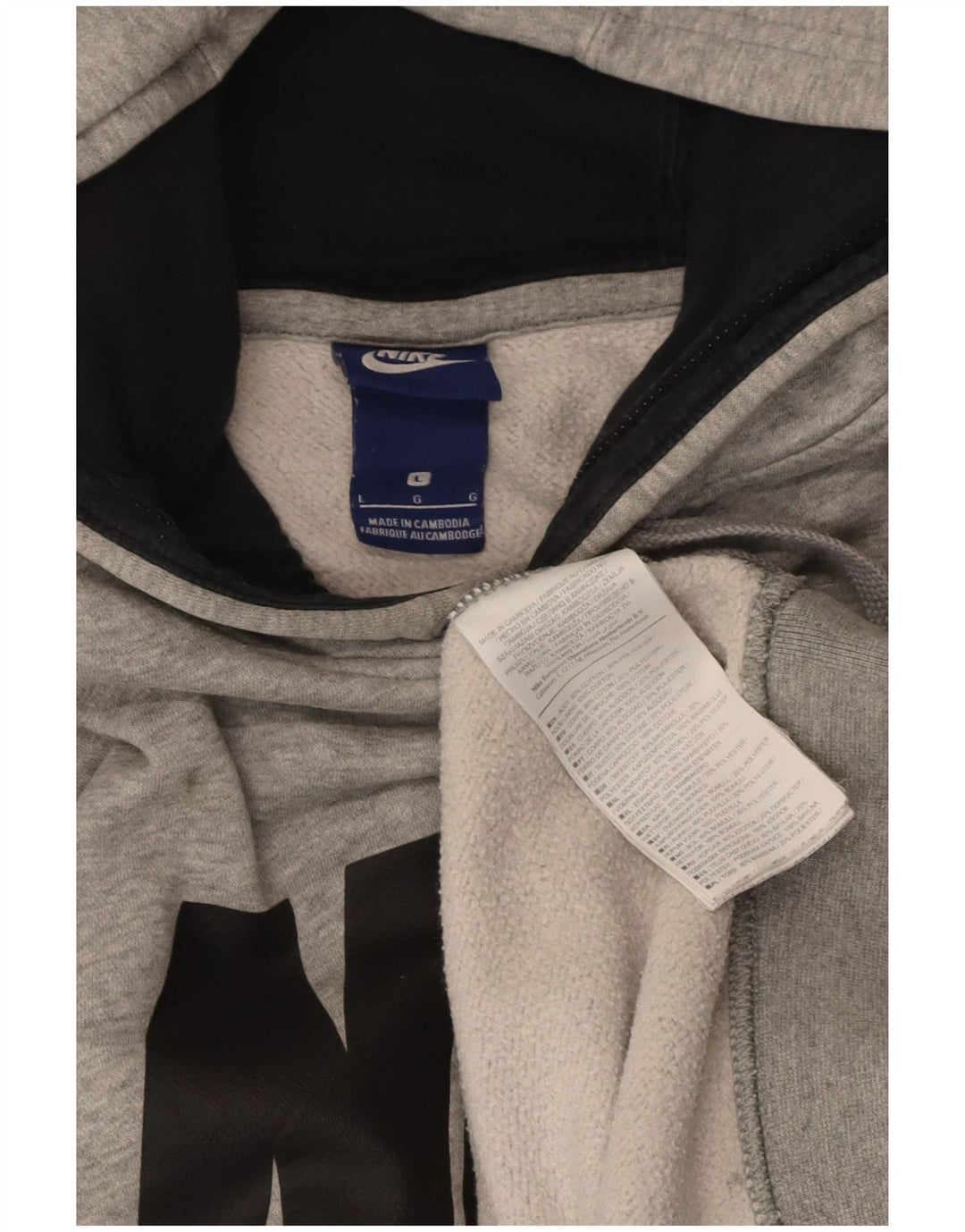 NIKE Mens Graphic Hoodie Jumper Large Grey Cotton