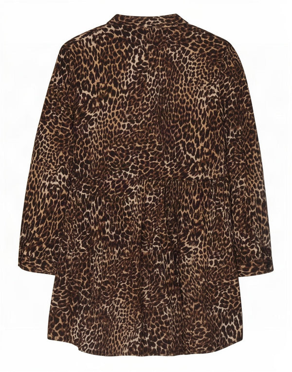 Zara Womens Shirt Dress UK 6 XS Brown Animal Print Viscose
