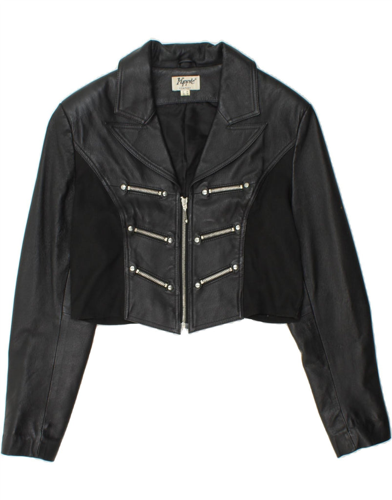 YUPPIE Womens Biker Jacket UK 10 Small Black Polyester Vintage Yuppie and Second-Hand Yuppie from Messina Hembry 