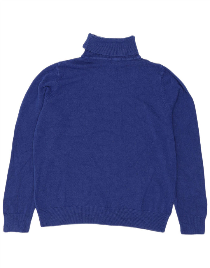 Marks & Spencer Womens Roll Neck Jumper Sweater UK 12 Medium  Blue Acrylic