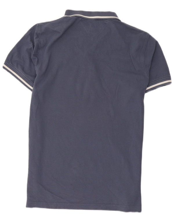 Tommy Hilfiger Mens Regular Fit Polo Shirt Large Blue Striped Cotton