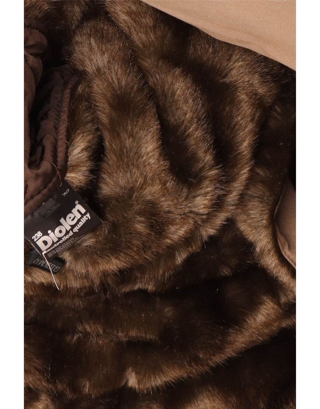 Diolen Womens Sherpa Overcoat UK 16 Large Brown Polyester