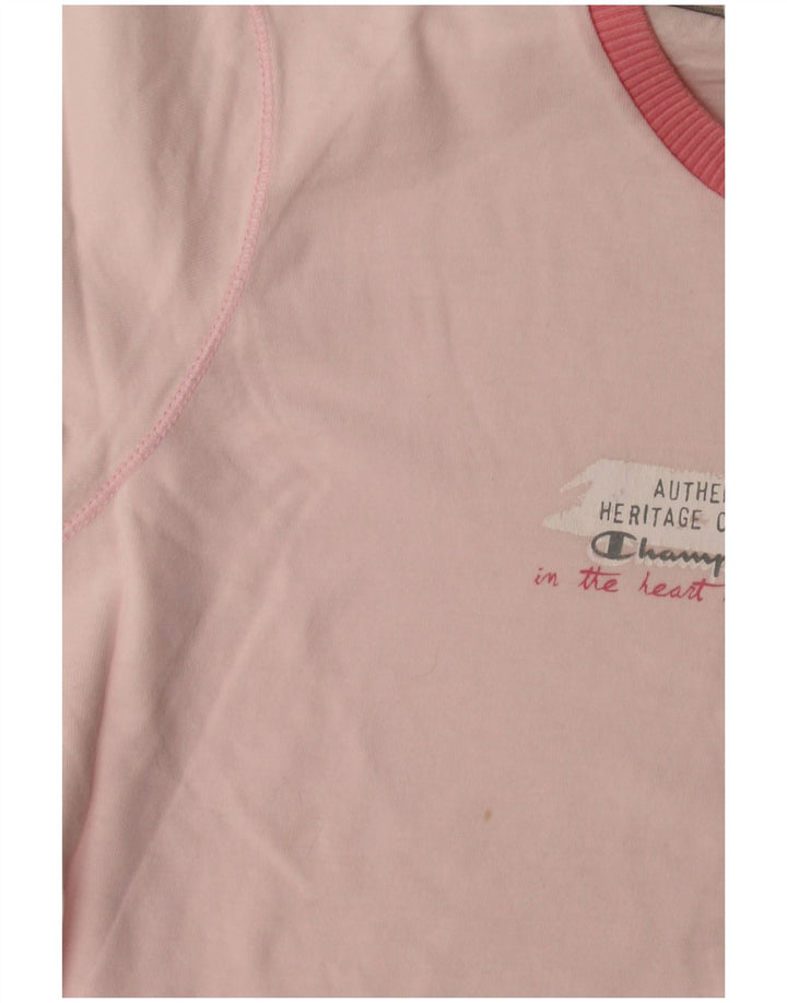 Champion Womens Heritage Classics Graphic T-Shirt Top UK 12 Medium Pink