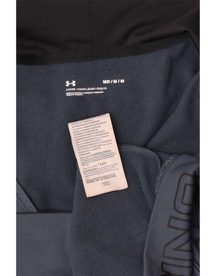 Under Armour Mens Graphic Zip Hoodie Sweater Medium Blue Colourblock