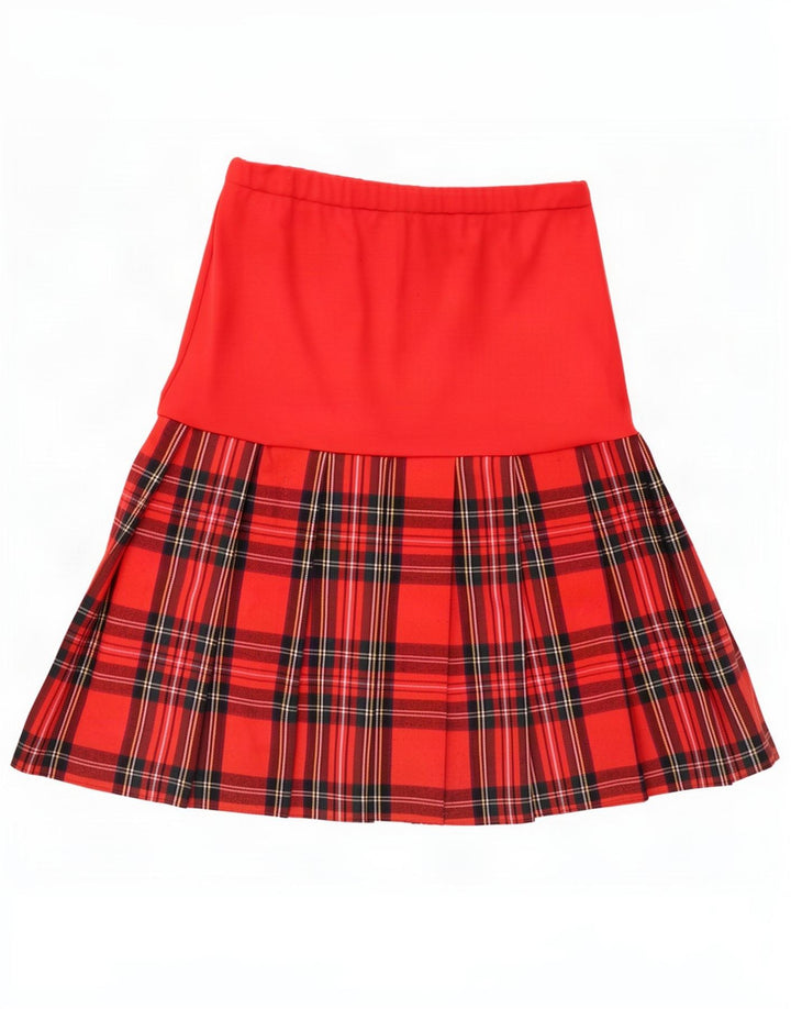 Vintage Womens Pleated Skirt Large W32 Red Plaid