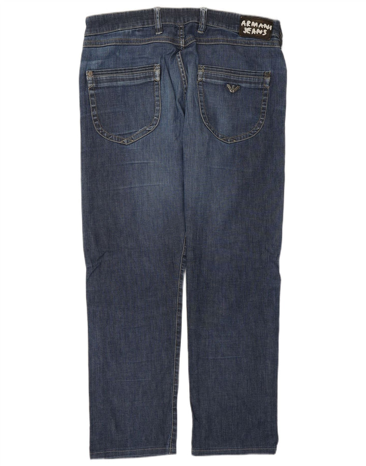 Armani Mens Straight Jeans W34 L30 Navy Blue Cotton