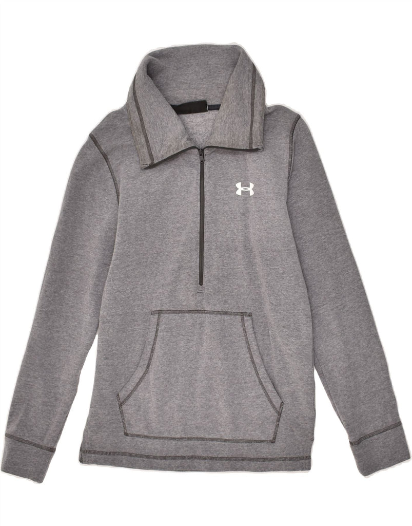 UNDER ARMOUR Mens Graphic Zip Neck Sweatshirt Jumper XS Grey | Vintage Under Armour | Thrift | Second-Hand Under Armour | Used Clothing | Messina Hembry 