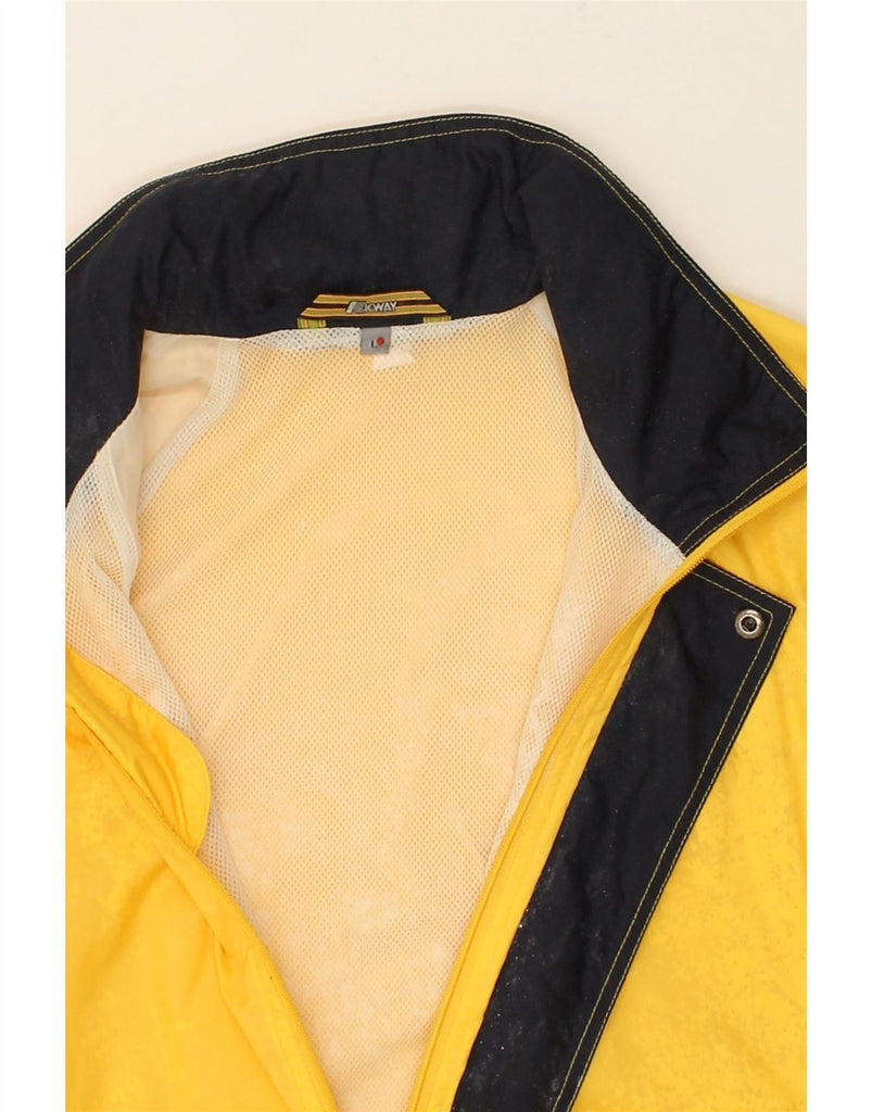 K-WAY Mens Hooded Windbreaker Jacket UK 40 Large Yellow Polyester | Vintage K-Way | Thrift | Second-Hand K-Way | Used Clothing | Messina Hembry 