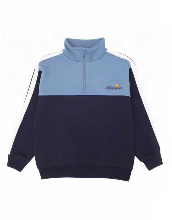 Ellesse Boys Zip Neck Sweatshirt Jumper 3-4 Years Navy Blue Colourblock
