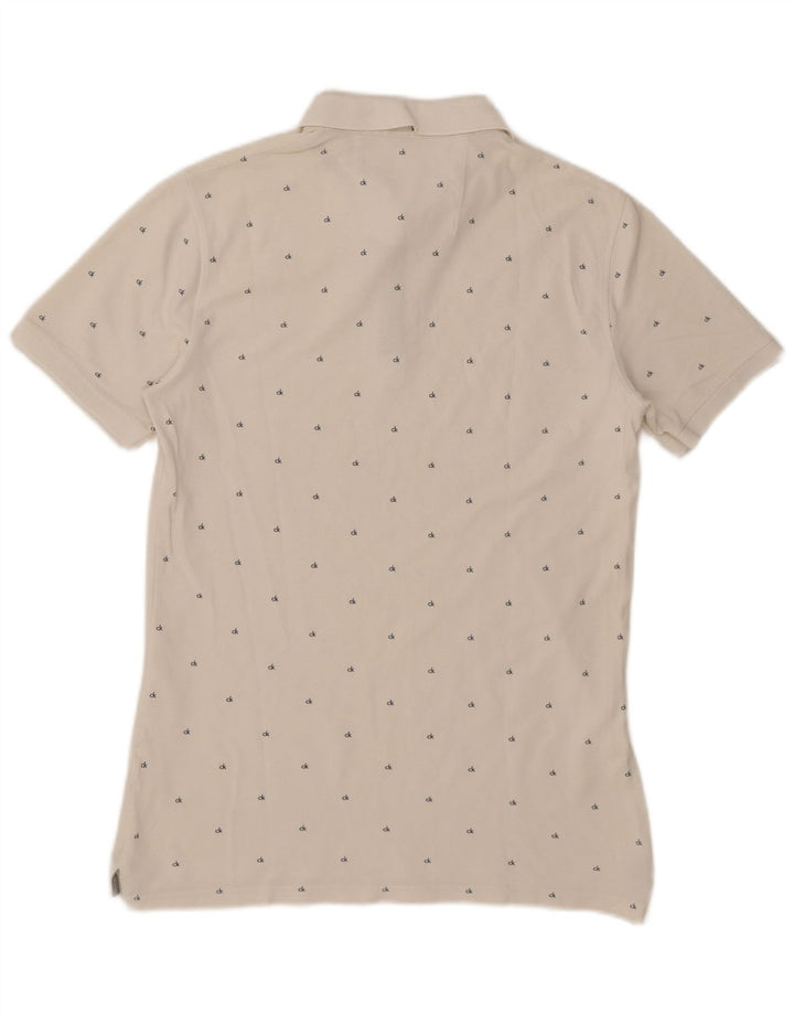 Calvin Klein Jeans Mens Polo Shirt Large White Spotted