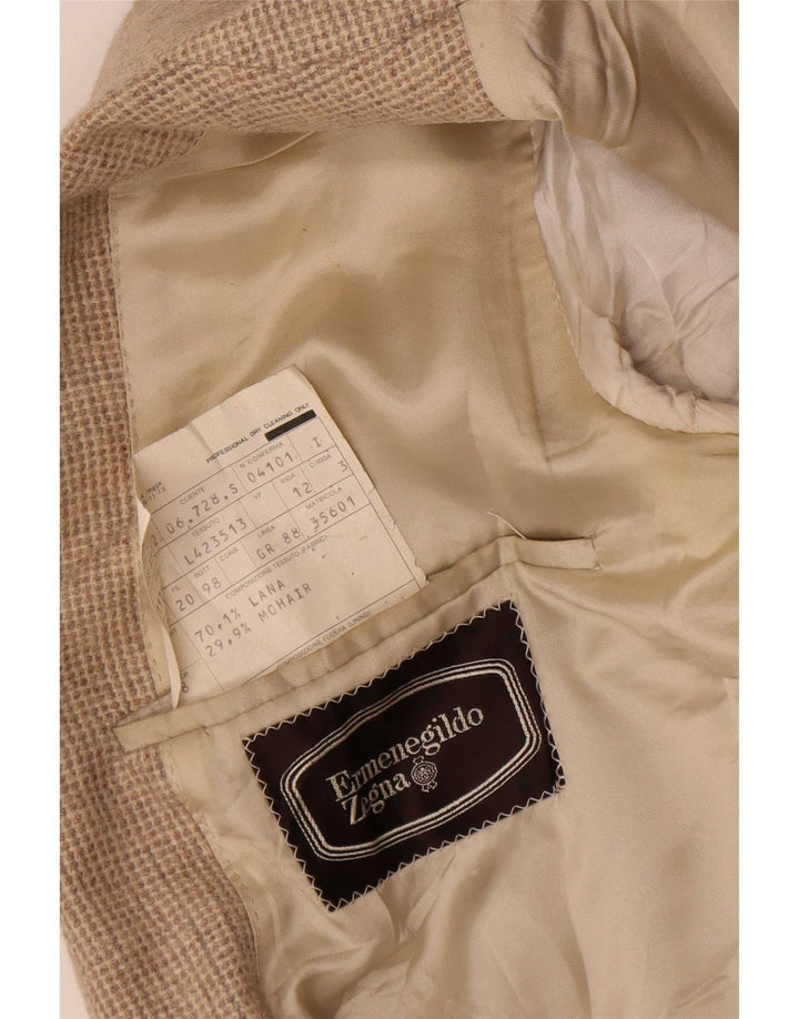 Ermenegildo Zegna Mens Blazer Jacket IT 46 Small Brown Houndstooth