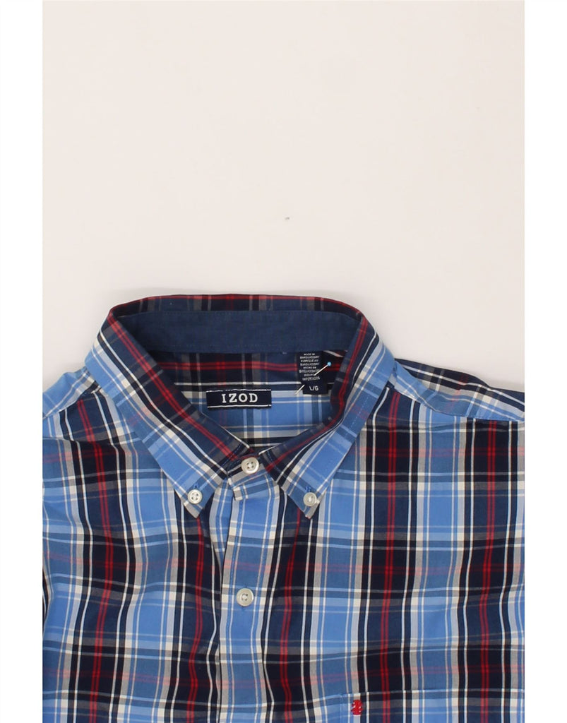 IZOD Mens Grant Fit Shirt Large Blue Check Cotton Vintage Izod and Second-Hand Izod from Messina Hembry 