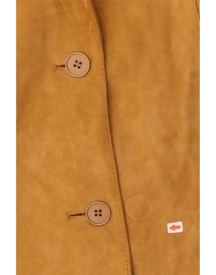 Monpel Womens 2 Button Suede Blazer Jacket IT 48 XL Beige Leather
