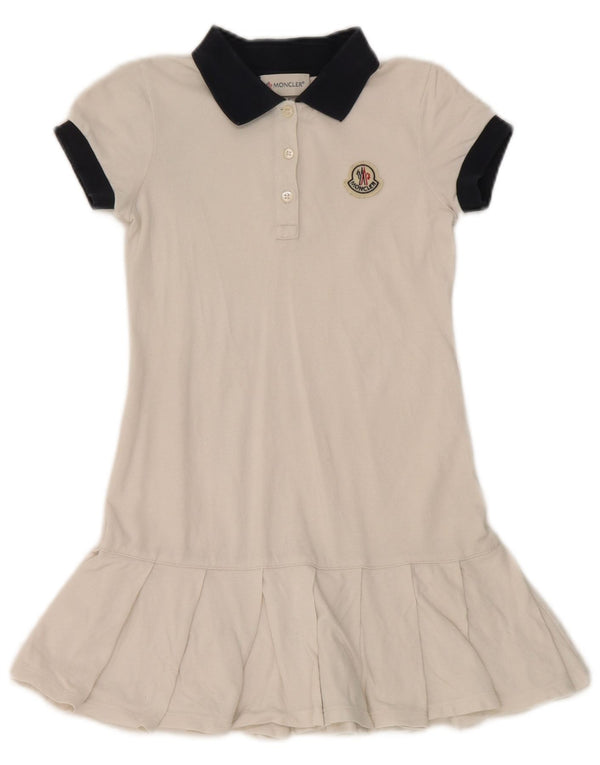 Moncler Girls Polo Dress 5-6 Years White Colourblock Cotton