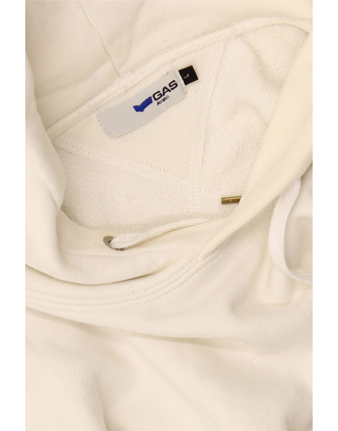 GAS Mens Graphic Hoodie Jumper Large White Cotton Vintage Gas and Second-Hand Gas from Messina Hembry 