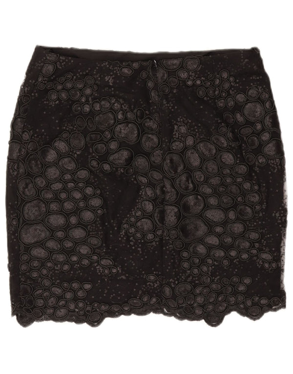 Reiss Womens Abstract Pattern Mini Skirt W30 Medium Black Polyester