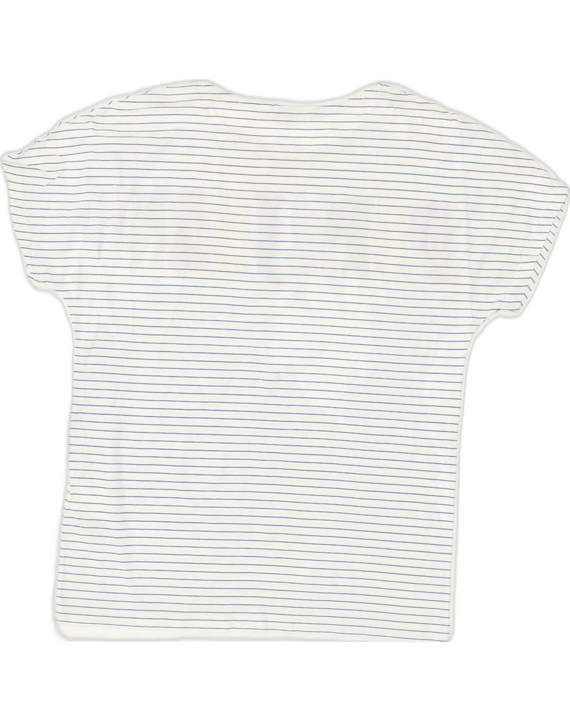 PEPE JEANS Womens Graphic T-Shirt Top UK 10 Small White Pinstripe Cotton | Vintage PEPE Jeans | Thrift | Second-Hand PEPE Jeans | Used Clothing | Messina Hembry 