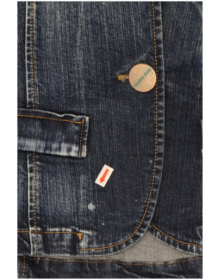 Vitamina Womens 1 Button Denim Blazer Jacket UK 14 Medium Blue Cotton