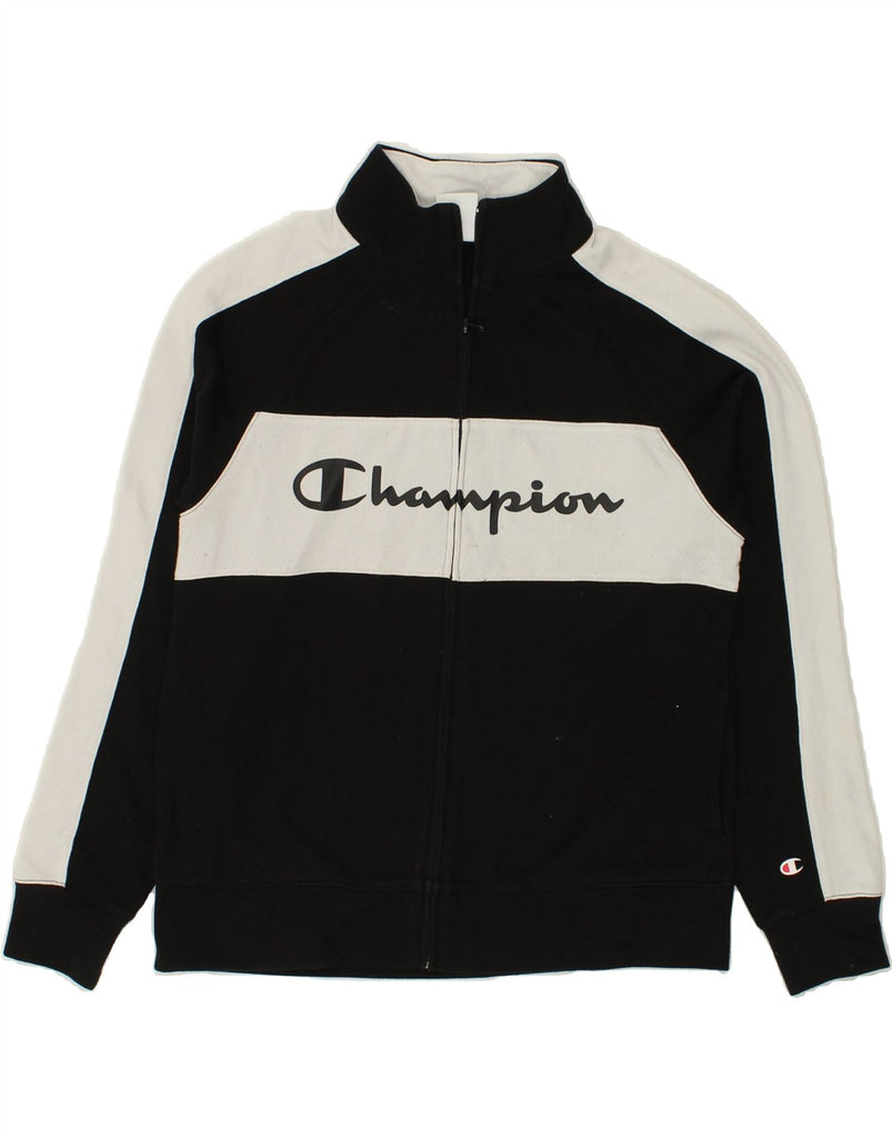 CHAMPION Boys Graphic Tracksuit Top Jacket 13-14 Years Large Black Vintage Champion and Second-Hand Champion from Messina Hembry 