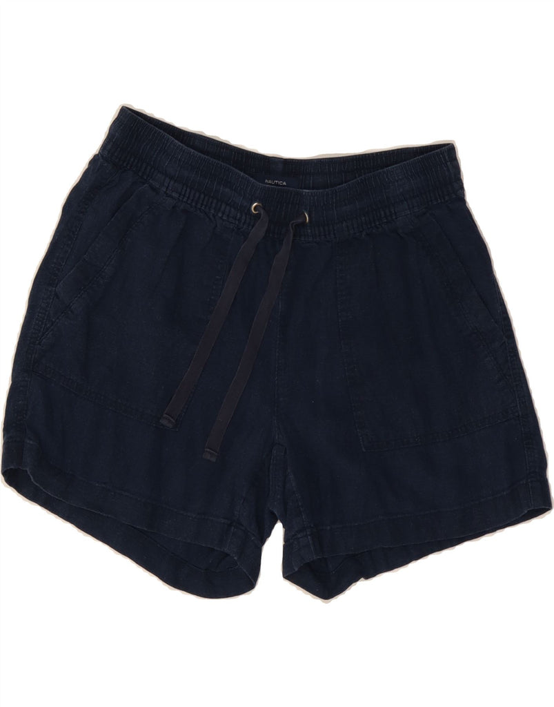 NAUTICA Womens Chino Shorts UK 10 Small  W30 Navy Blue Linen Vintage Nautica and Second-Hand Nautica from Messina Hembry 
