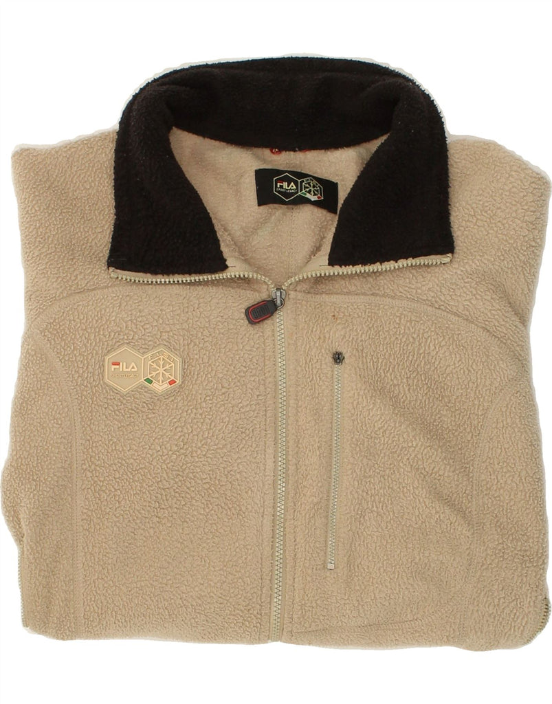 FILA Mens Fleece Jacket UK 38 Medium Beige | Vintage Fila | Thrift | Second-Hand Fila | Used Clothing | Messina Hembry 