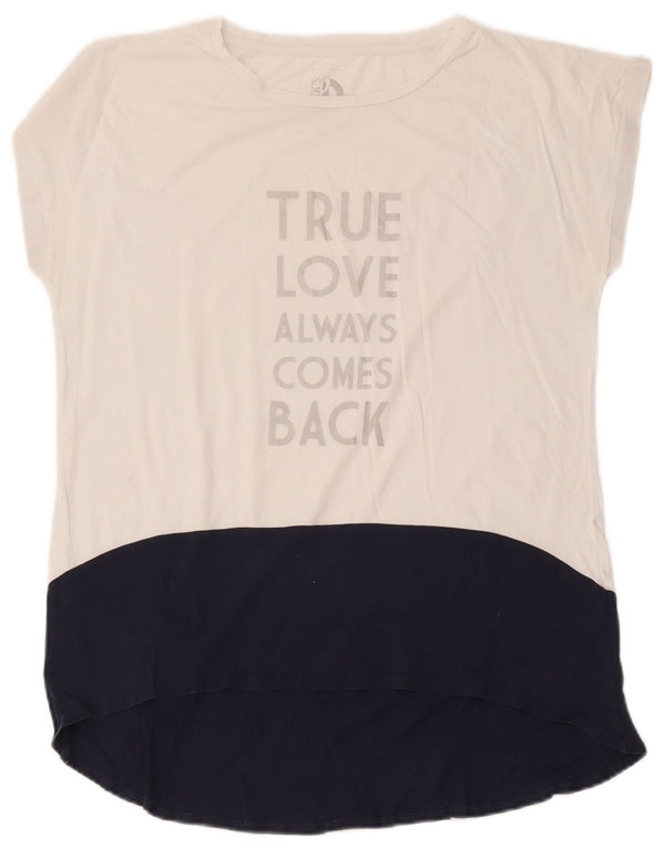 Dack's Womens Graphic T-Shirt Top UK 16 Large White Colourblock Cotton