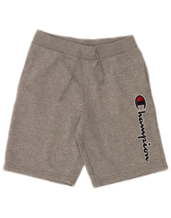 CHAMPION Boys Graphic Sport Shorts 11-12 Years Large Grey