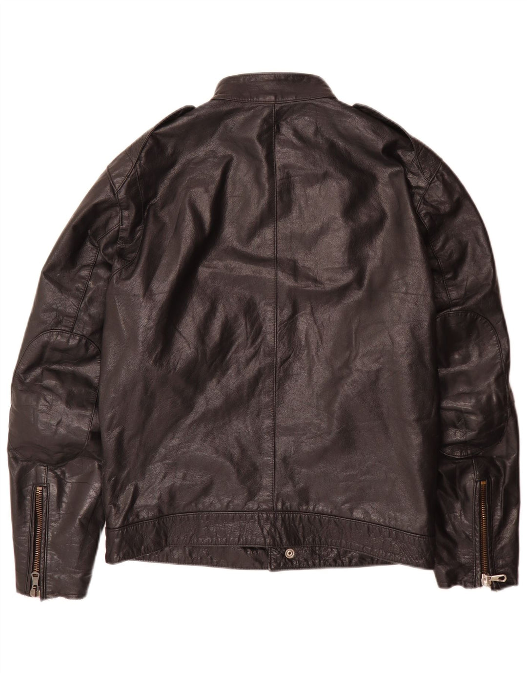 Vintage Mens Leather Biker Jacket IT 52 Large Black