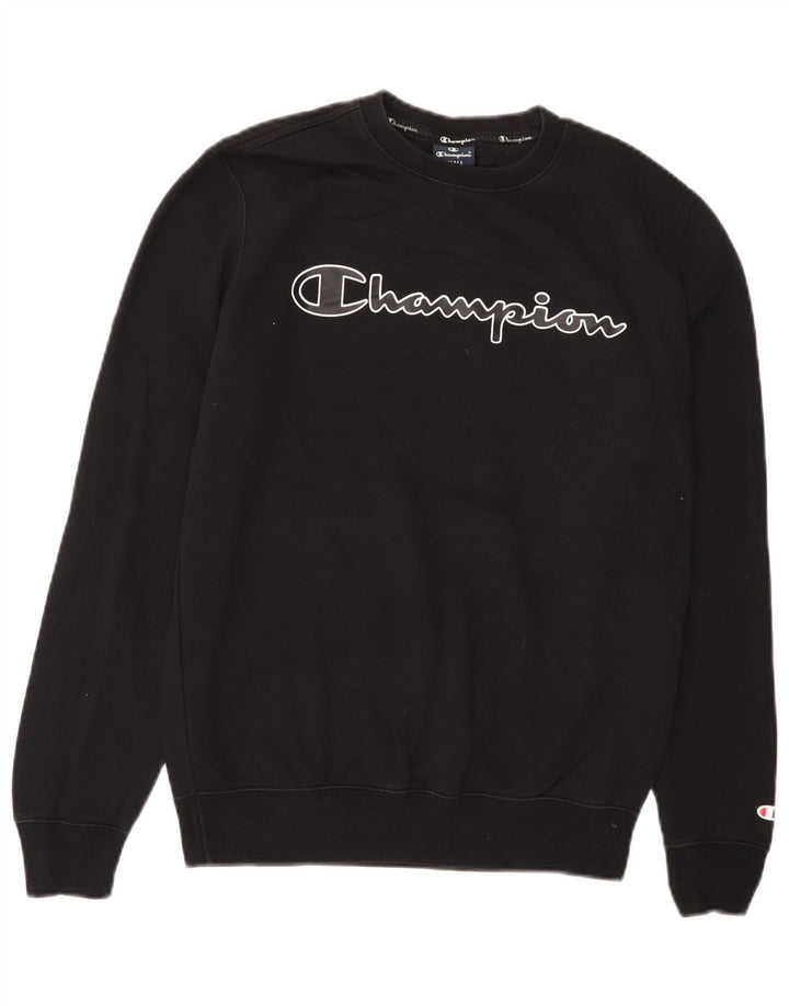 Champion Mens Graphic Sweatshirt Jumper Small Black Cotton