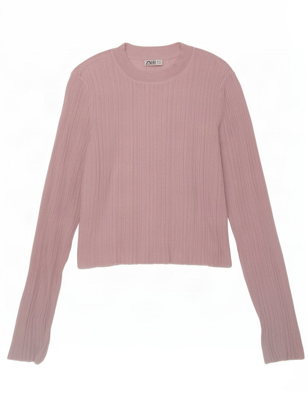 Zara Womens Crop Top Long Sleeve UK 12 Medium Pink Viscose