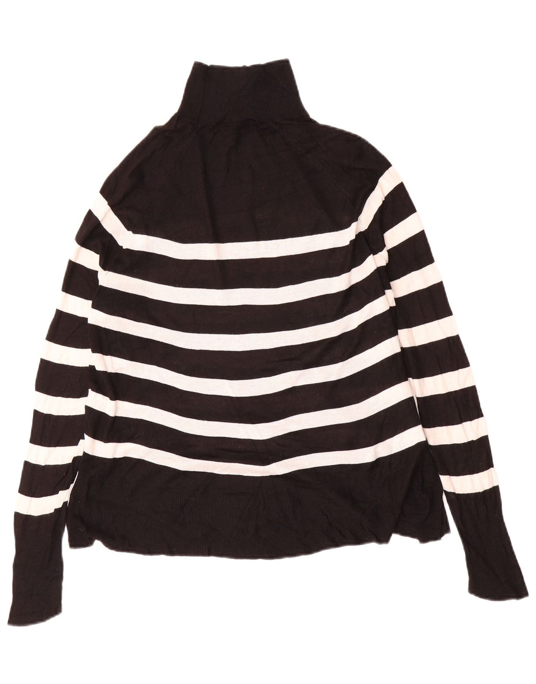 Zara Womens Oversized Turtle Neck Jumper Sweater UK 10 Small Black Striped