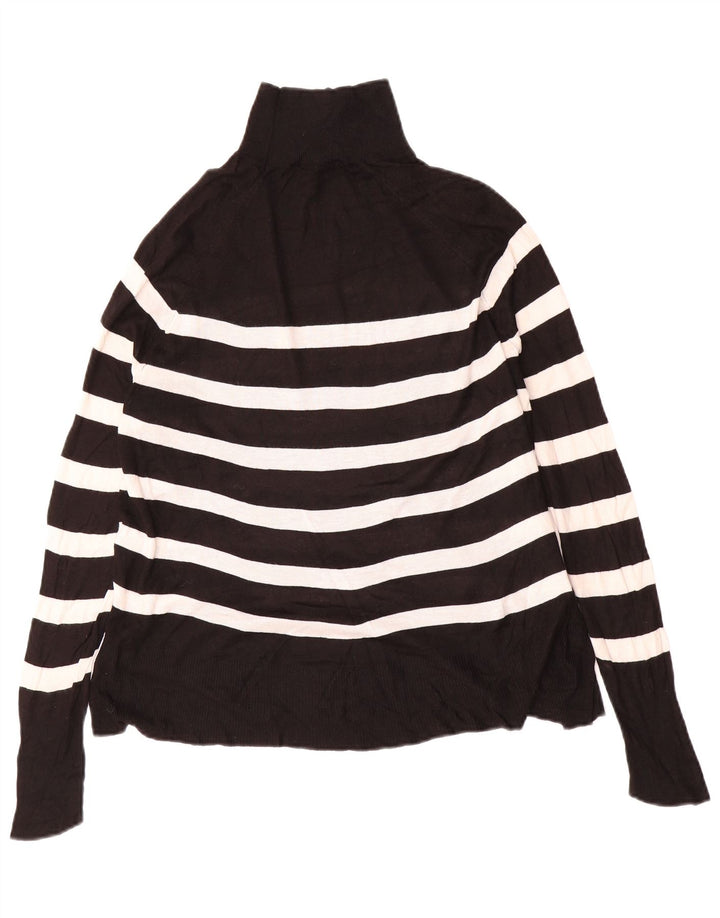 Zara Womens Oversized Turtle Neck Jumper Sweater UK 10 Small Black Striped