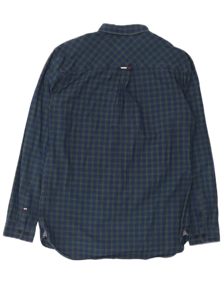 Tommy Hilfiger Mens Regular Fit Shirt Large Blue Gingham Cotton