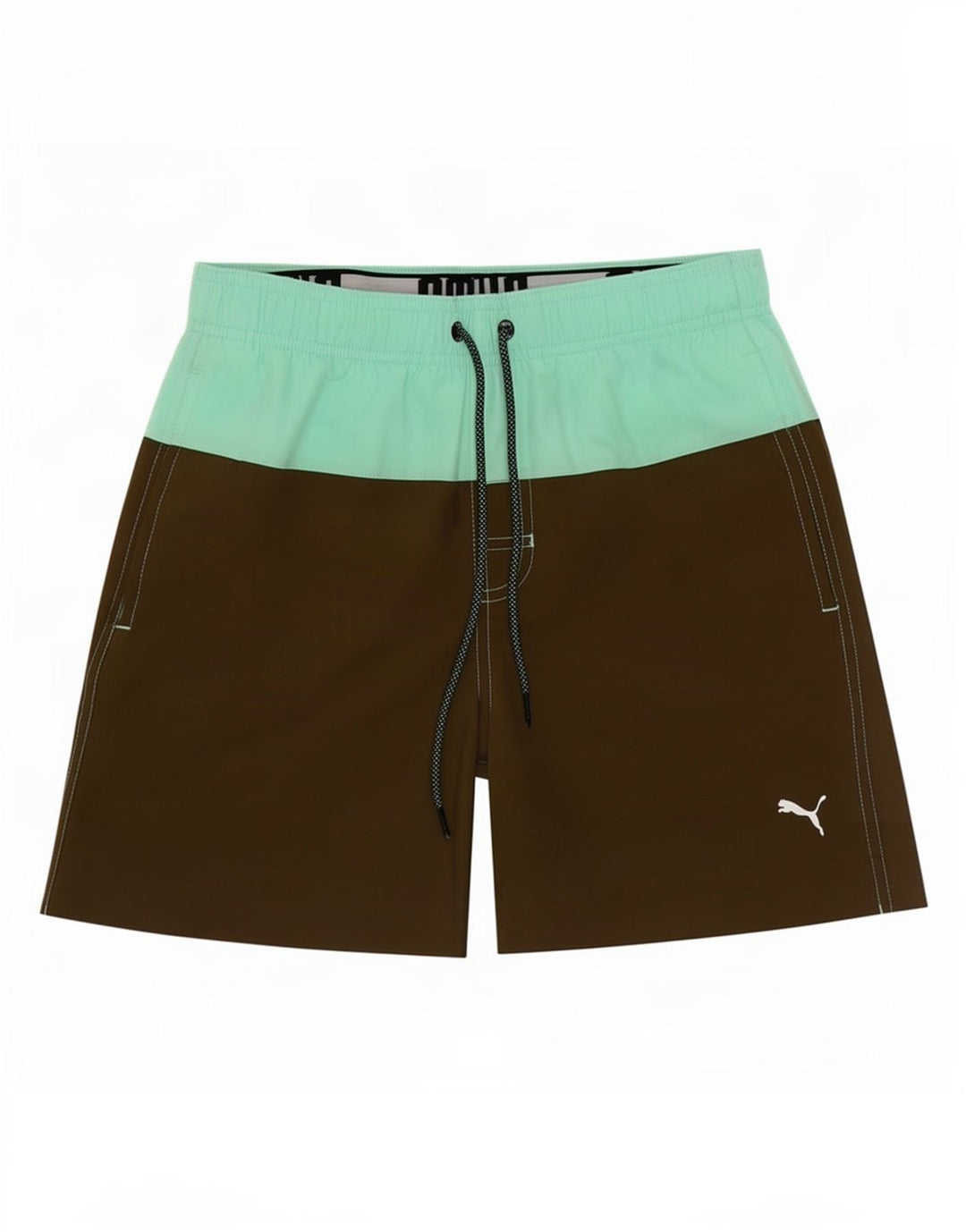 Puma Mens Graphic Swimming Shorts XS Khaki Colourblock Polyester