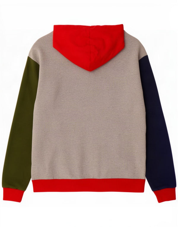 Moschino Mens Graphic Zip Hoodie Sweater Small Grey Colourblock Cotton