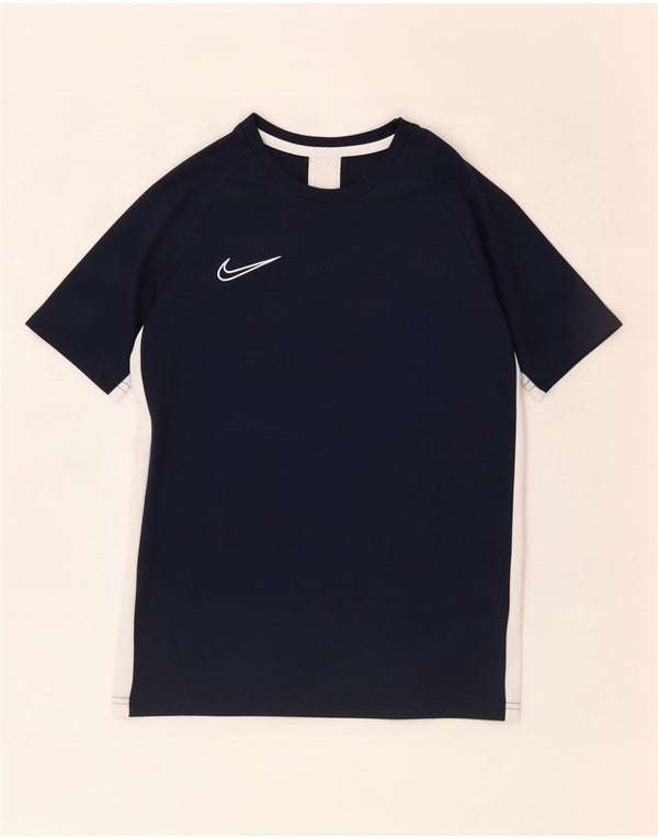 Nike Boys Dri Fit T-Shirt Top 12-13 Years Large Navy Blue Colourblock