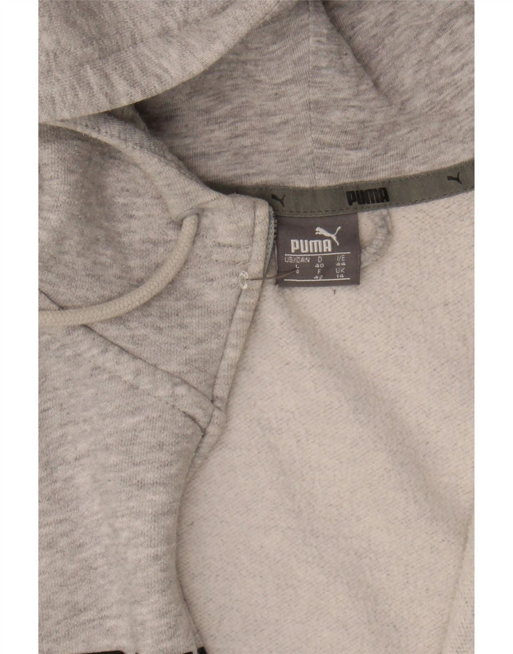 PUMA Womens Graphic Zip Hoodie Sweater UK 14 Large  Grey Vintage Puma and Second-Hand Puma from Messina Hembry 