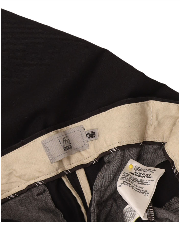 Marks & Spencer Mens Regular Fit Chino Trousers W34 L29 Black Cotton