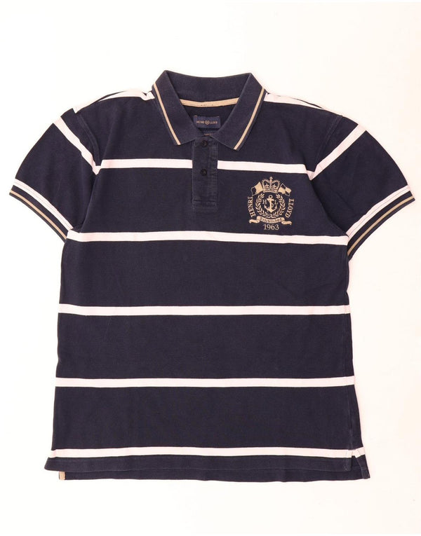Henri Lloyd Mens Urban Fit Polo Shirt XL Navy Blue Striped Cotton