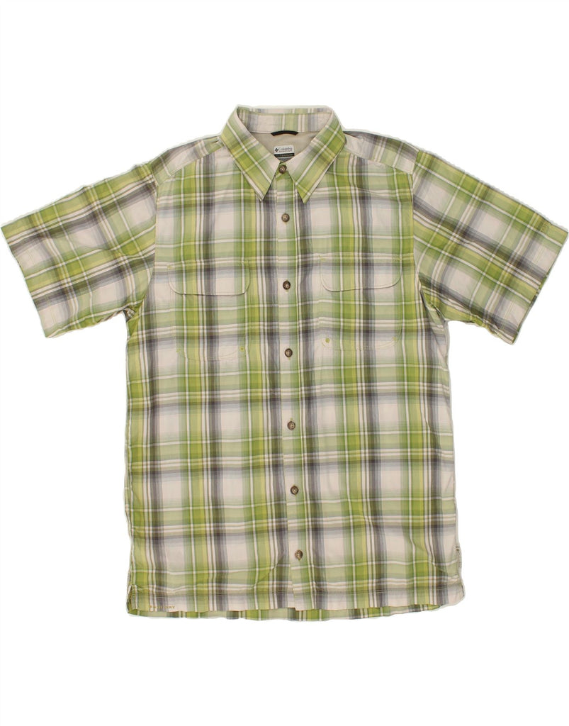 COLUMBIA Mens Short Sleeve Shirt Large Green Check Polyamide | Vintage Columbia | Thrift | Second-Hand Columbia | Used Clothing | Messina Hembry 