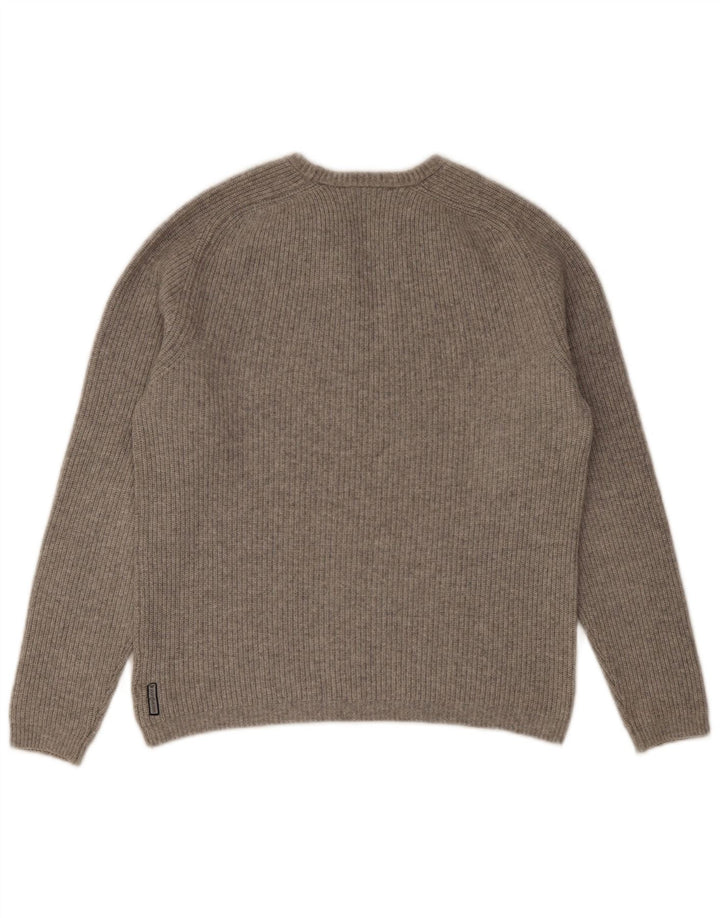 Armani Mens Slim Fit Crew Neck Jumper Sweater Large Grey Cotton