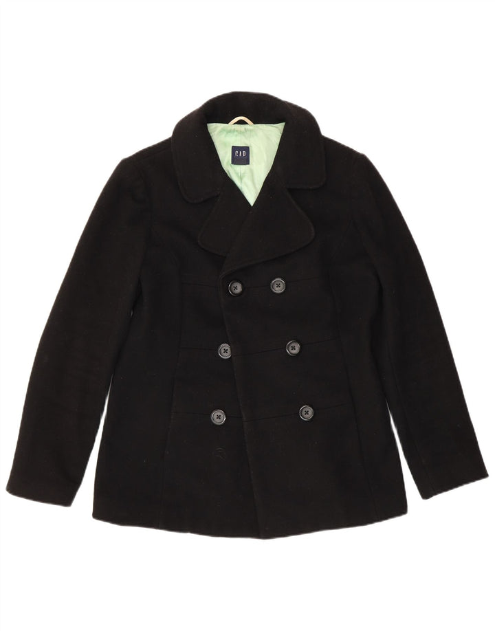 Gap Womens Pea Coat UK 14 Medium Black Virgin Wool