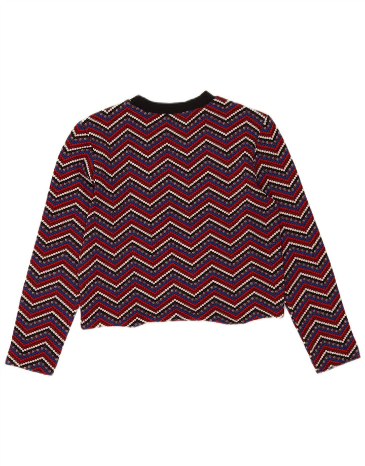 Zara Womens Crop Top Long Sleeve UK 12 Medium Multicoloured Chevron