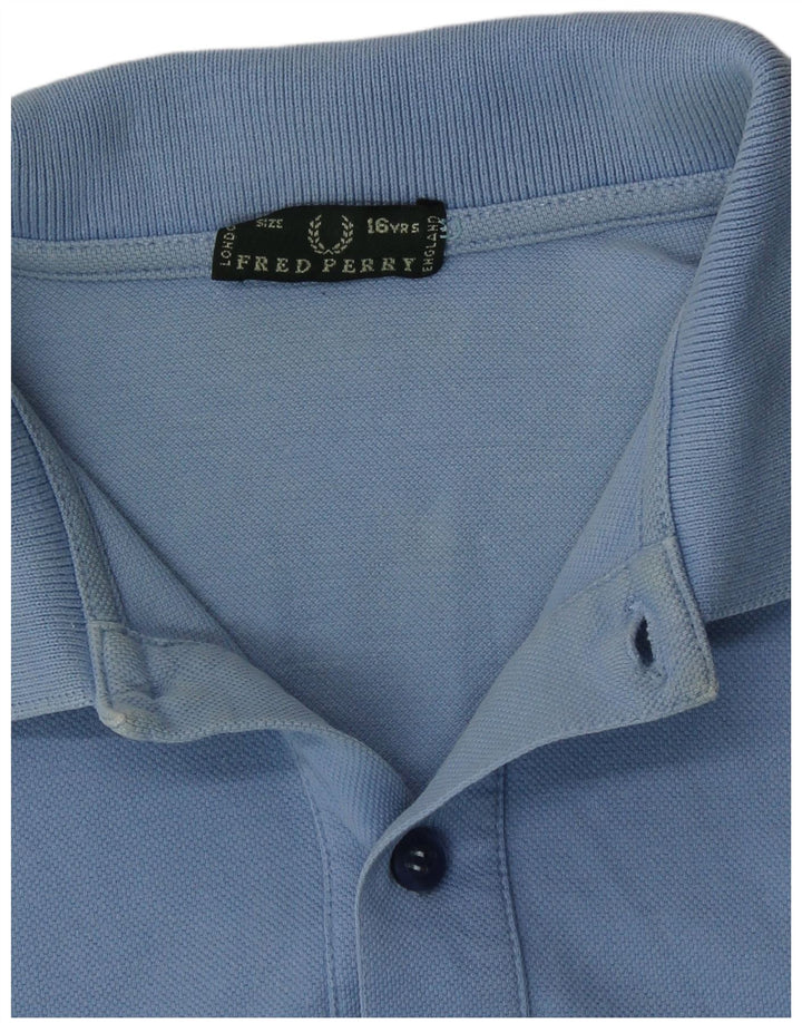 Fred Perry Boys Polo Shirt 15-16 Years Blue Cotton