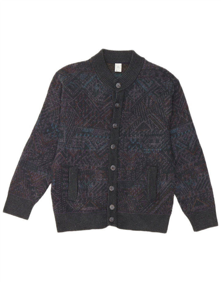 Maglificio Mens Cardigan Sweater Small Grey Geometric Acrylic